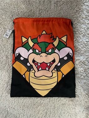 Universal Orange and Black Bowser Graphic Drawstring Backpack